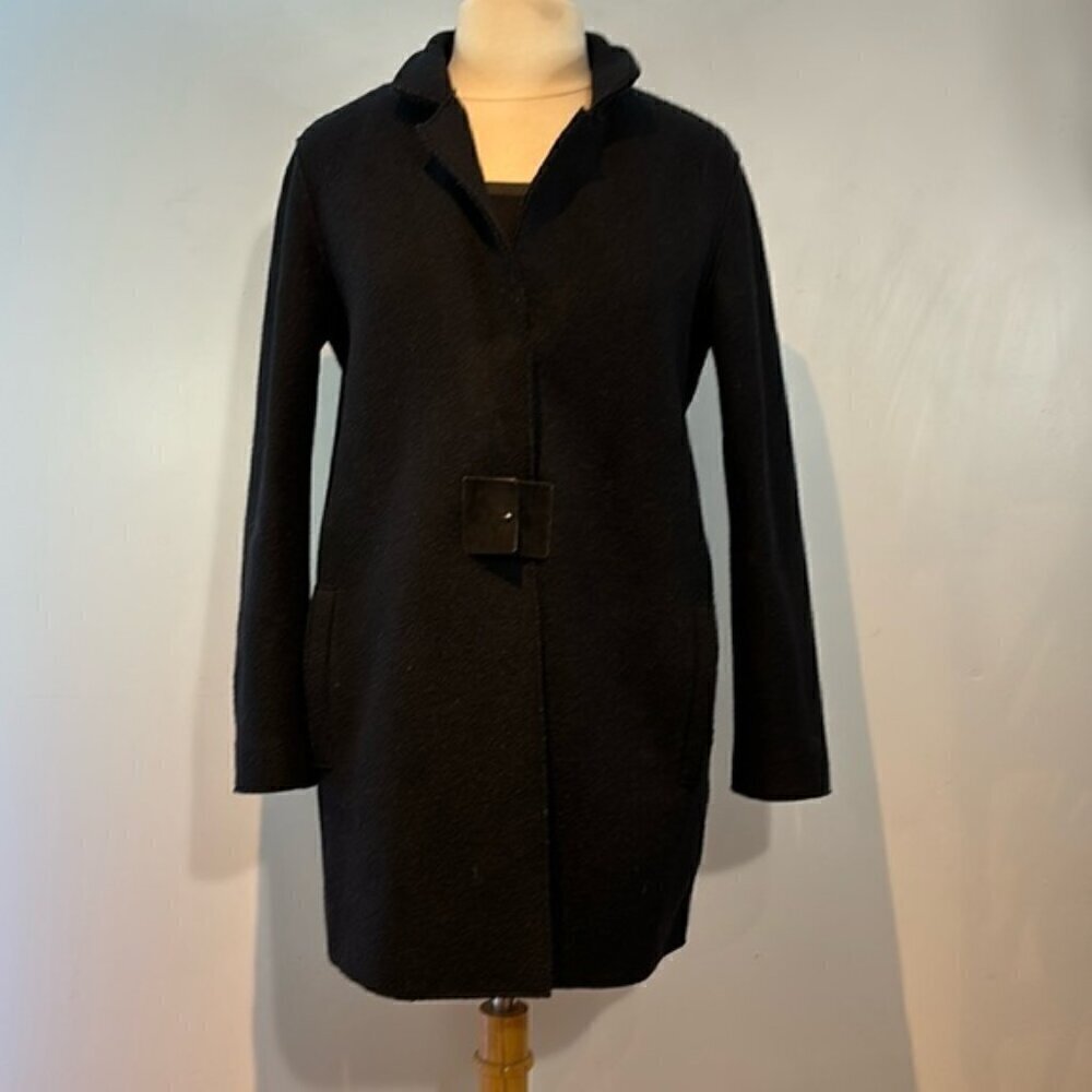 Rosso35 black boiled wool snap front coat size US8 (44)